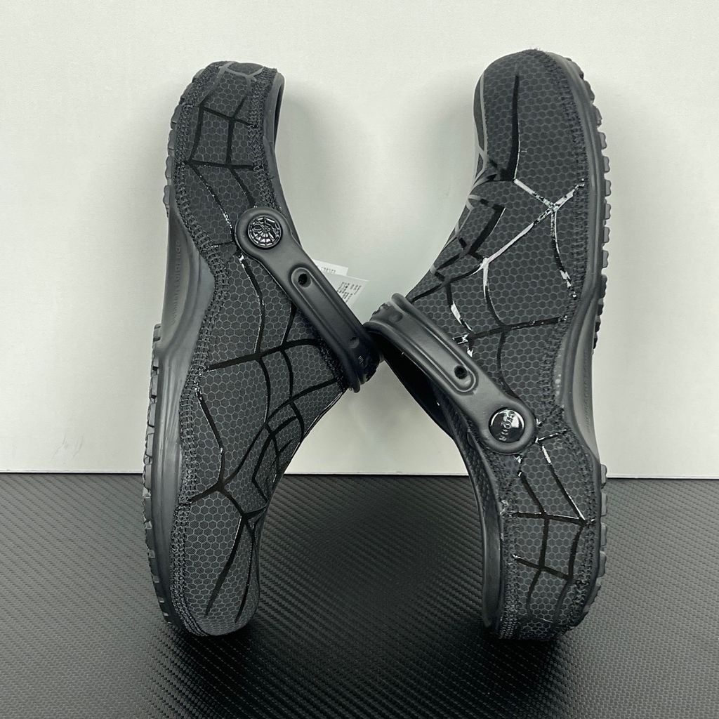 Crocs x Marvel Spider-Man Neo Classic Clog Multi 211489-90H with red web-inspired neoprene cover, Spider-Man graphics and pivoting heel strap.