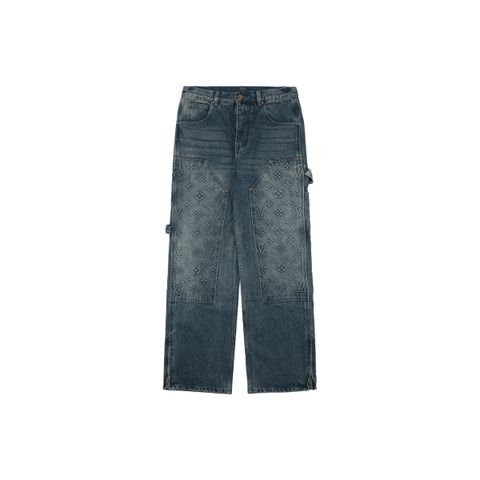 Louis Vuitton Monogram Embossed Denim Carpenter Pants