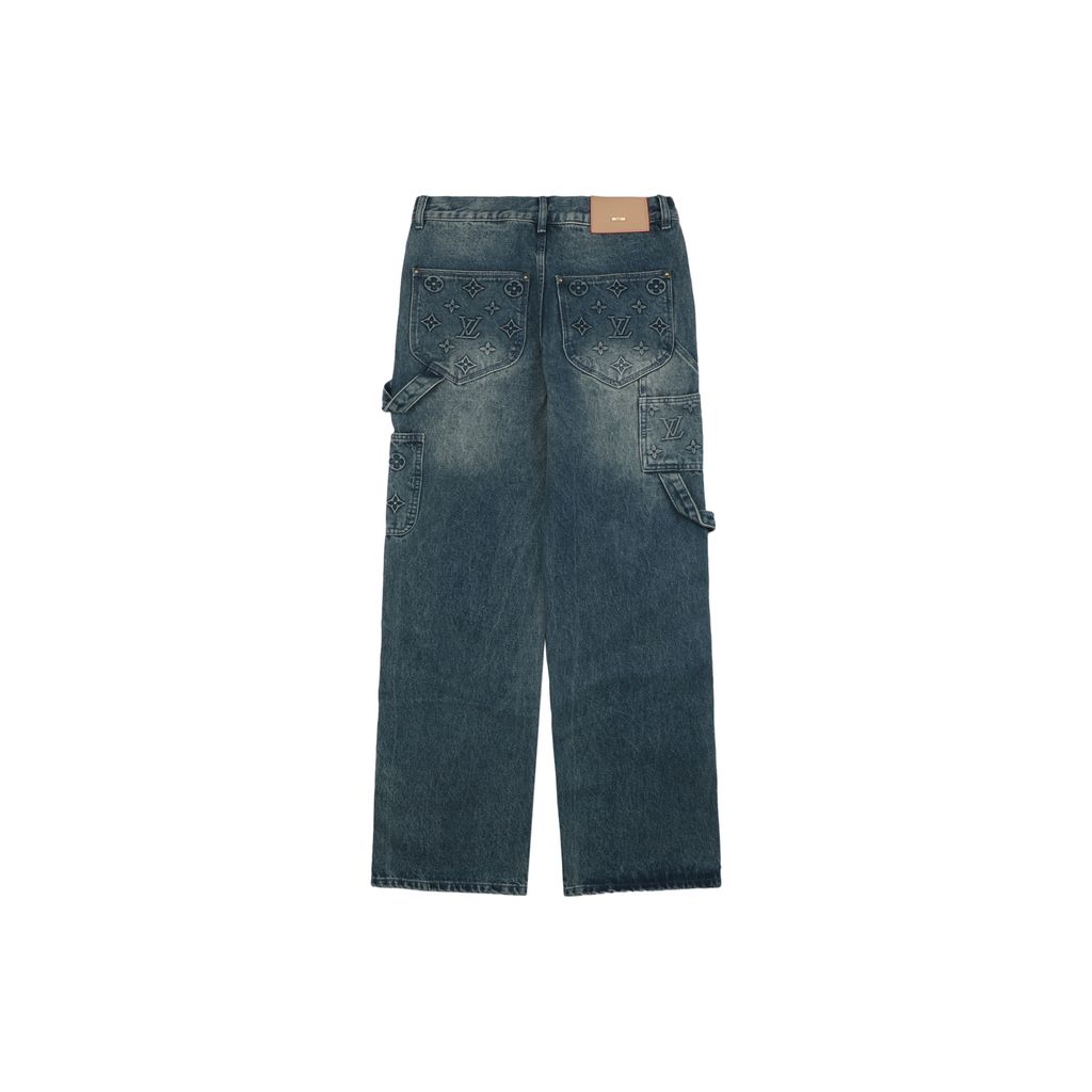 Louis Vuitton Monogram Embossed Denim Carpenter Pants