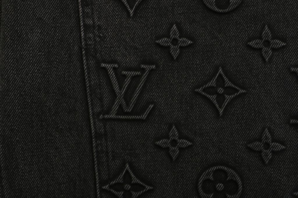 Louis Vuitton Washed Black Embossed Monogram Carpenter Pants