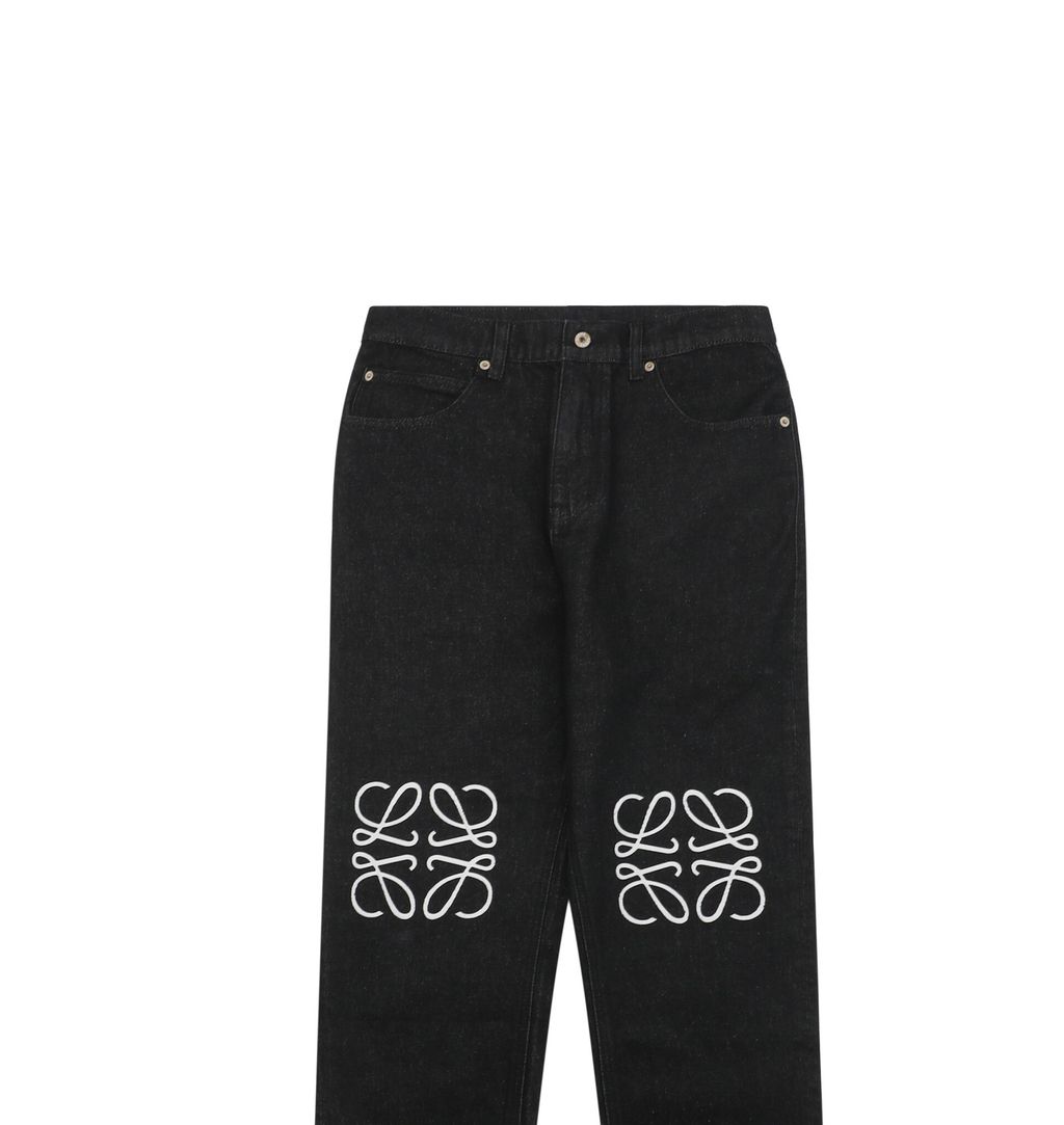 Loewe Black Laser-Cut Anagram Denim Jeans