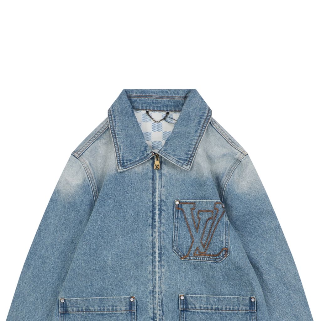 Louis Vuitton Suede Patch Contrast Stitch Trucker Jacket