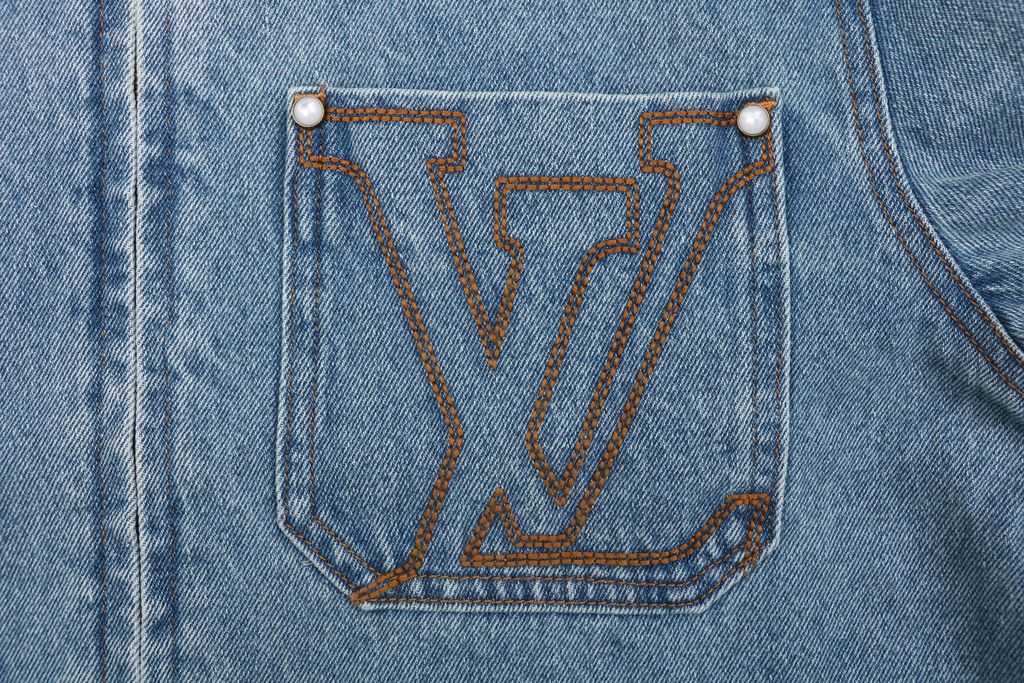 Louis Vuitton Sand-Washed Logo Embroidered Denim Jacket
