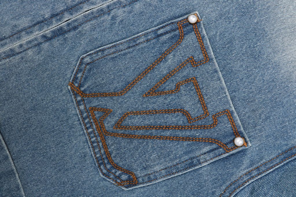 Louis Vuitton Sand-Washed Logo Embroidered Denim Jacket
