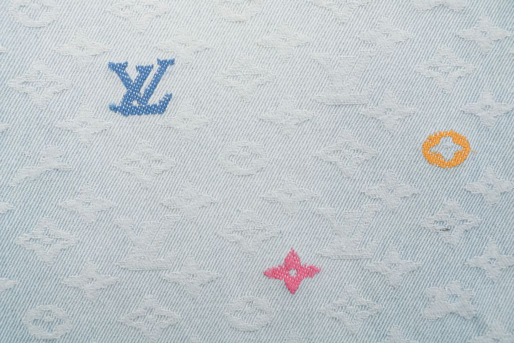Louis Vuitton Macaron Monogram Embroidered Denim Pants
