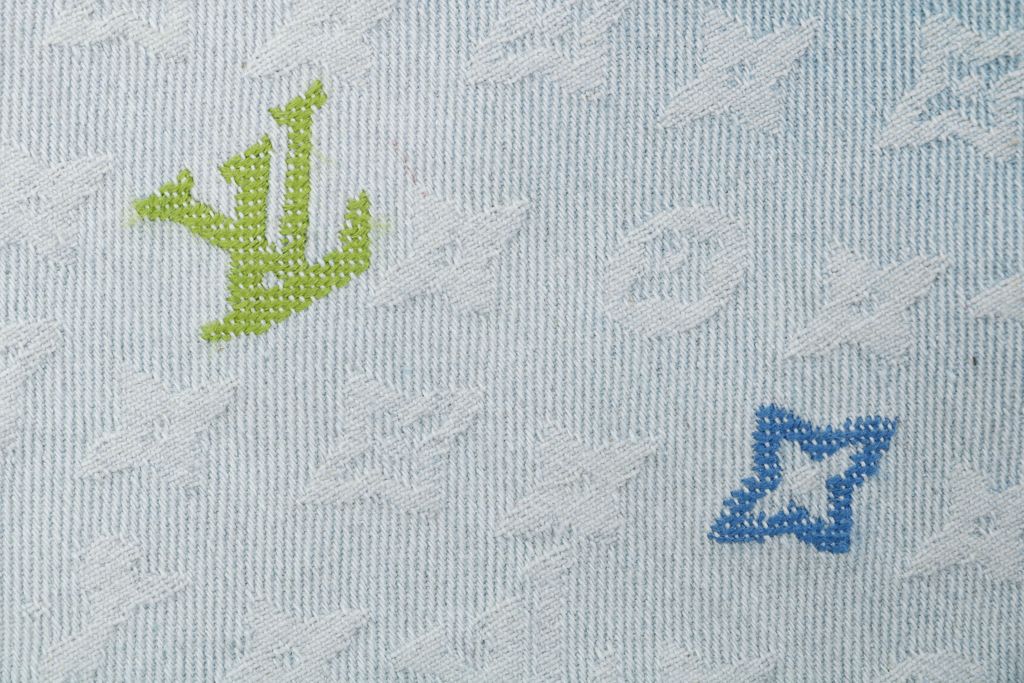 Louis Vuitton Macaron Monogram Embroidered Denim Pants