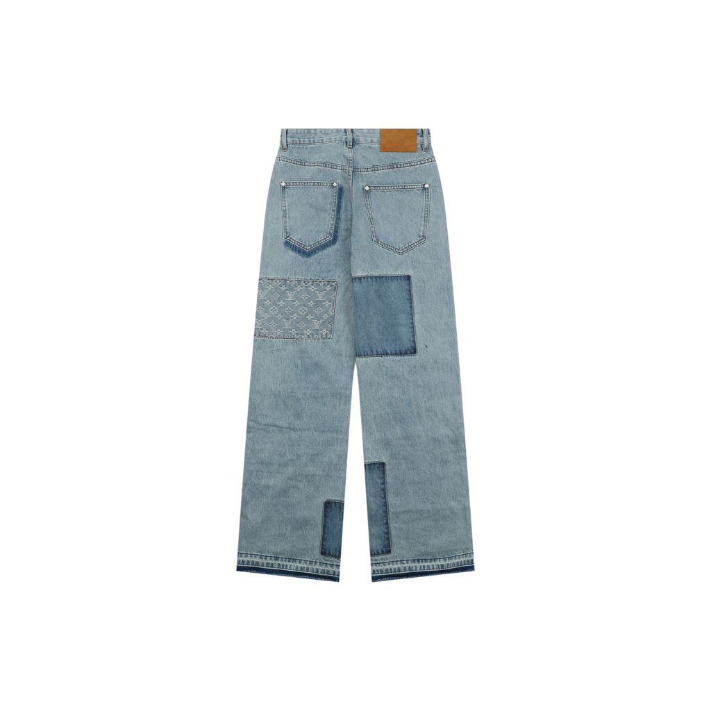Louis Vuitton Washed Blue Monogram Jacquard Denim Pants