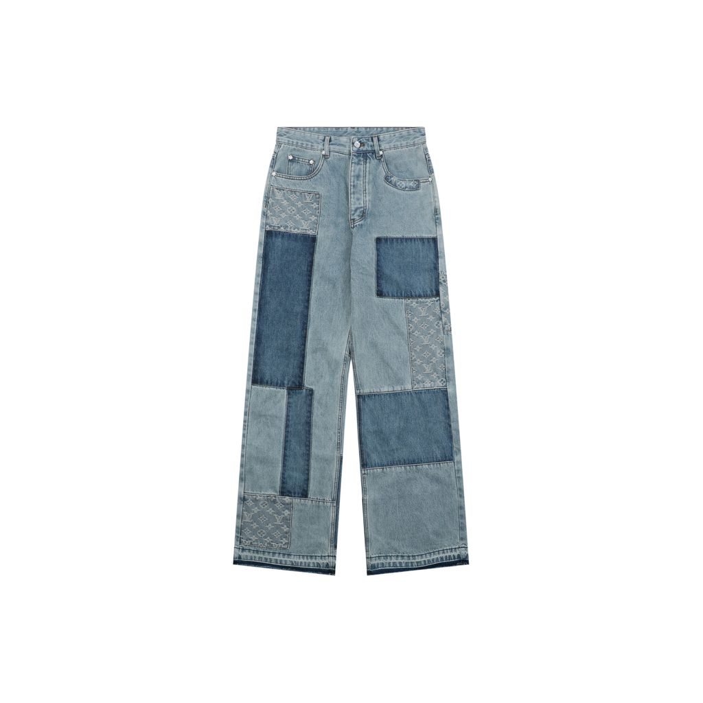 Louis Vuitton Washed Blue Monogram Jacquard Denim Pants