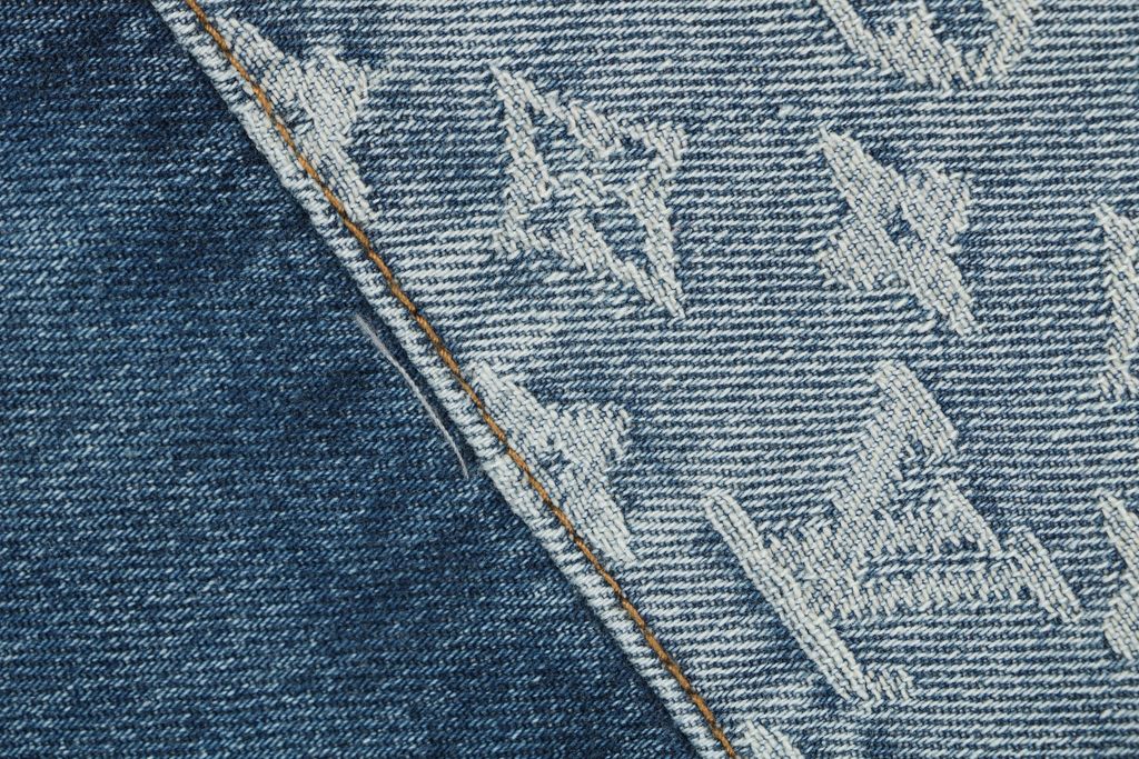 Louis Vuitton Blue Jacquard Patchwork Denim Pants