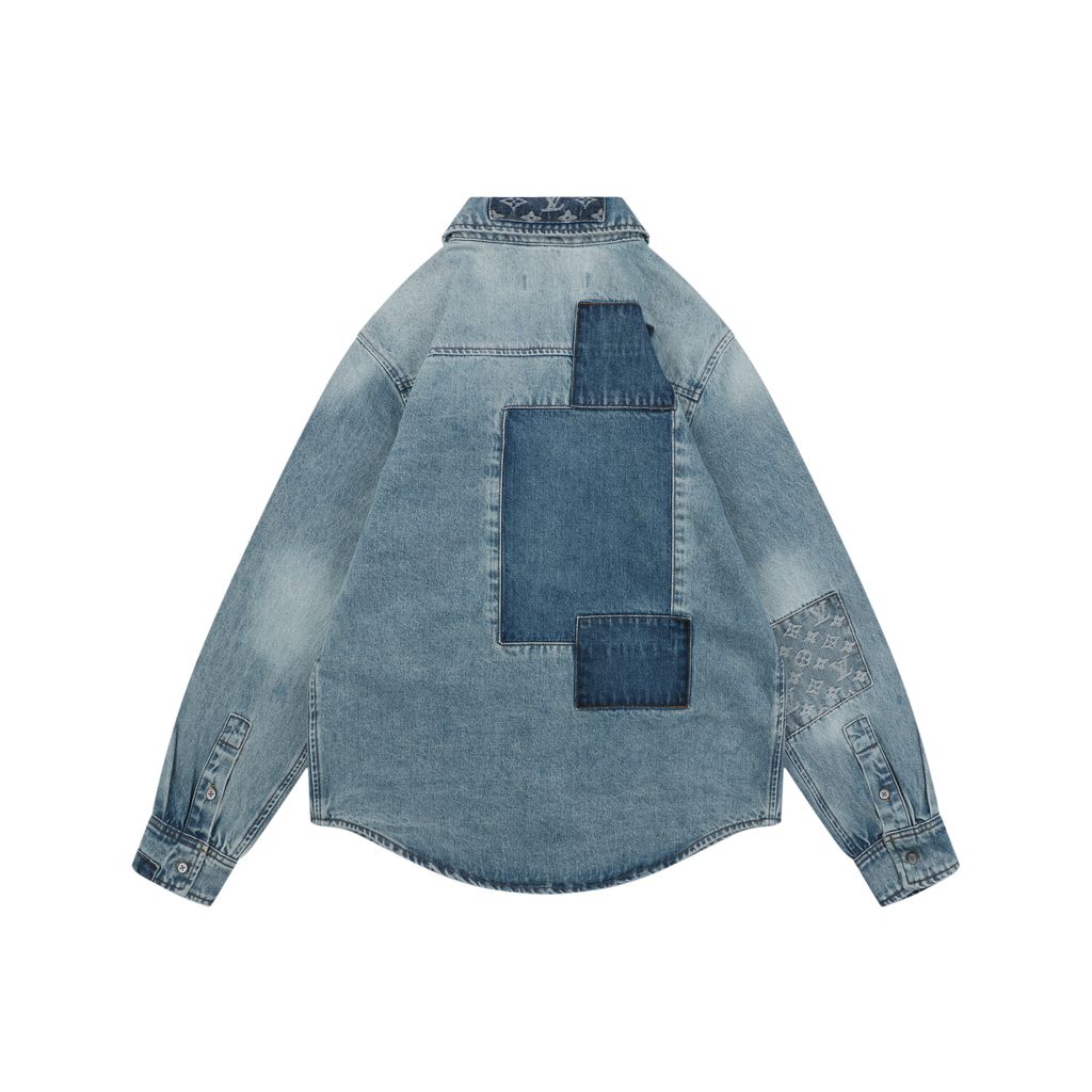 Louis Vuitton Washed Blue Monogram Jacquard Denim Shirt Jacket
