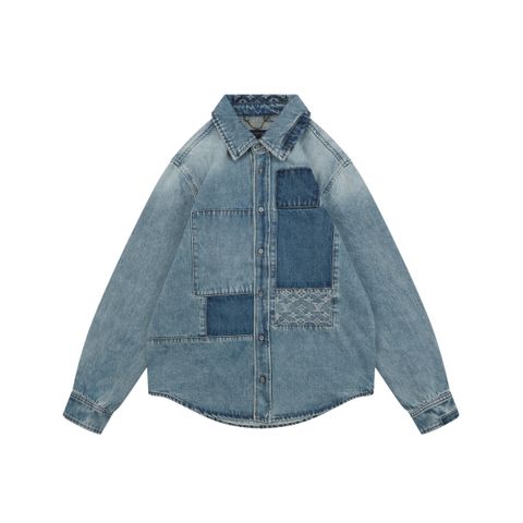 Louis Vuitton Washed Blue Monogram Jacquard Denim Shirt Jacket