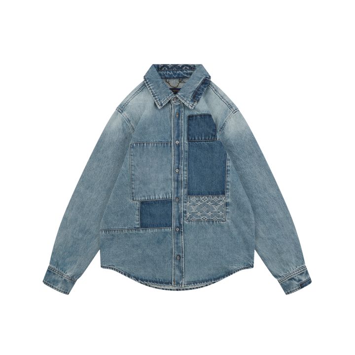 Louis Vuitton Washed Blue Monogram Jacquard Denim Shirt Jacket