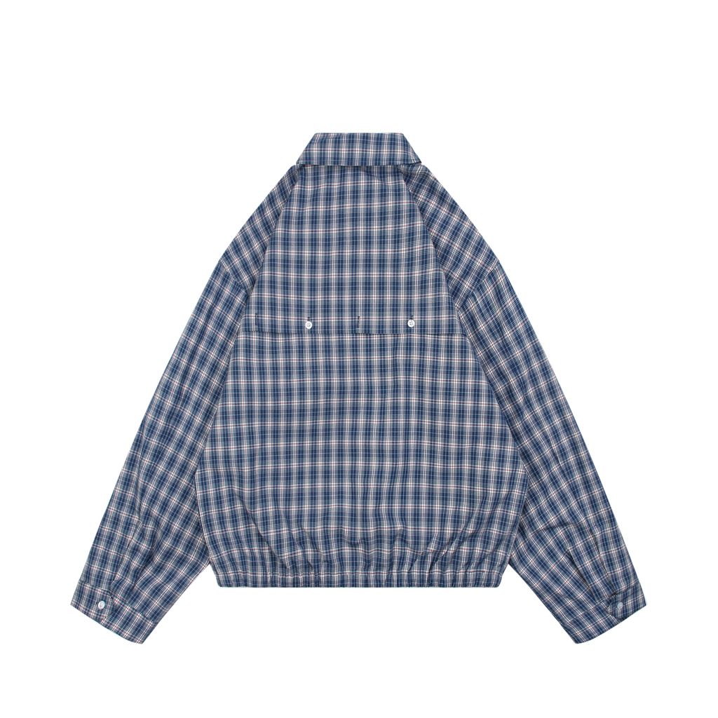 Miu Miu 25FW Blue Check Cropped Blouson Jacket