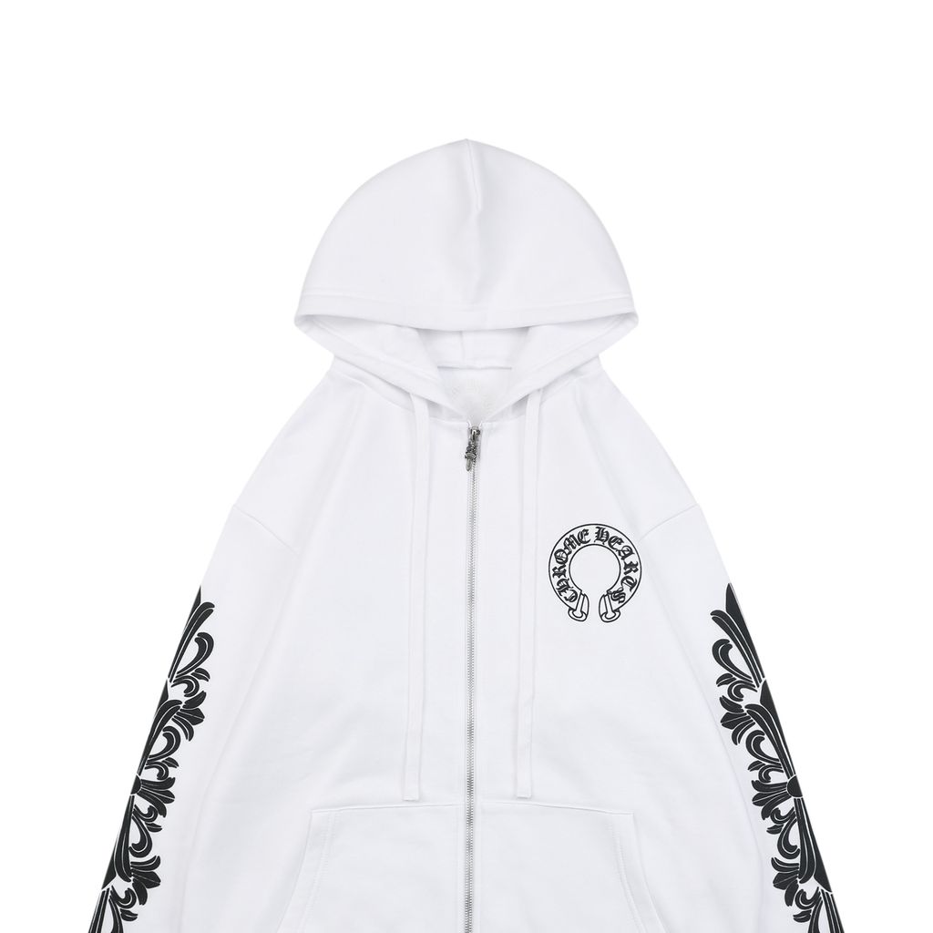Chrome Hearts 420G White Vintage Washed Zip Hoodie