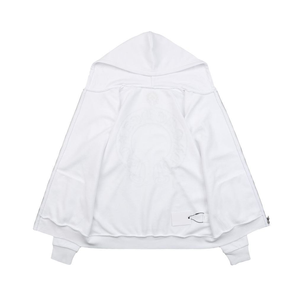 Chrome Hearts 420G White Vintage Washed Zip Hoodie