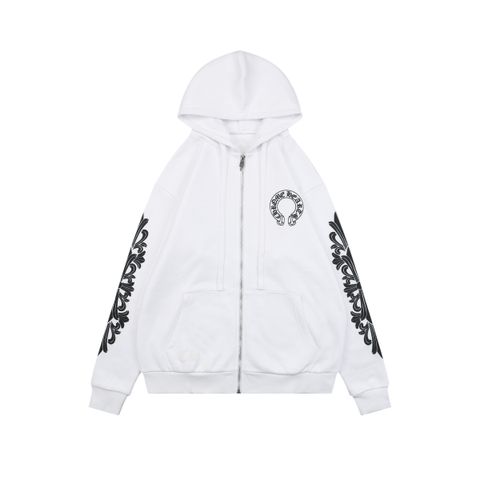 Chrome Hearts White Black Cross Sleeve Sanskrit Scroll Hoodie