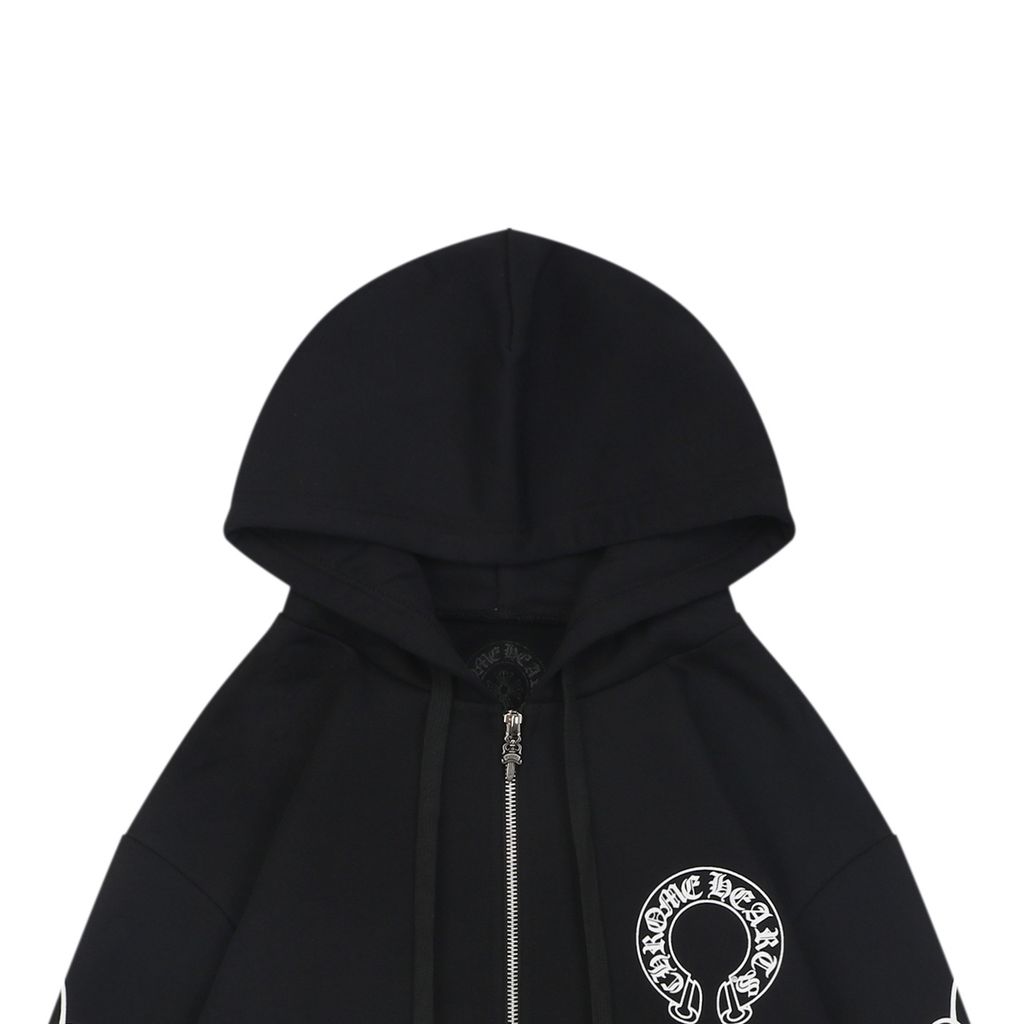 Chrome Hearts 420G Black Vintage Washed Zip Hoodie