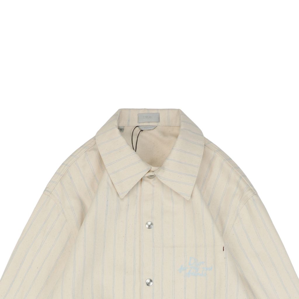 Dior Blue Stripe Cotton Poplin Letter Jacket