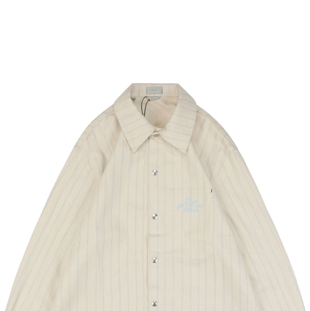 Dior Blue Stripe Cotton Poplin Letter Jacket