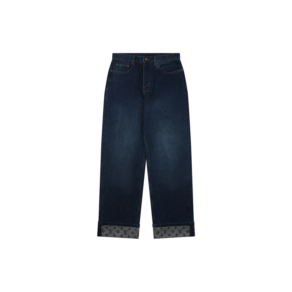 Louis Vuitton Grey Monogram Hem Denim Jeans