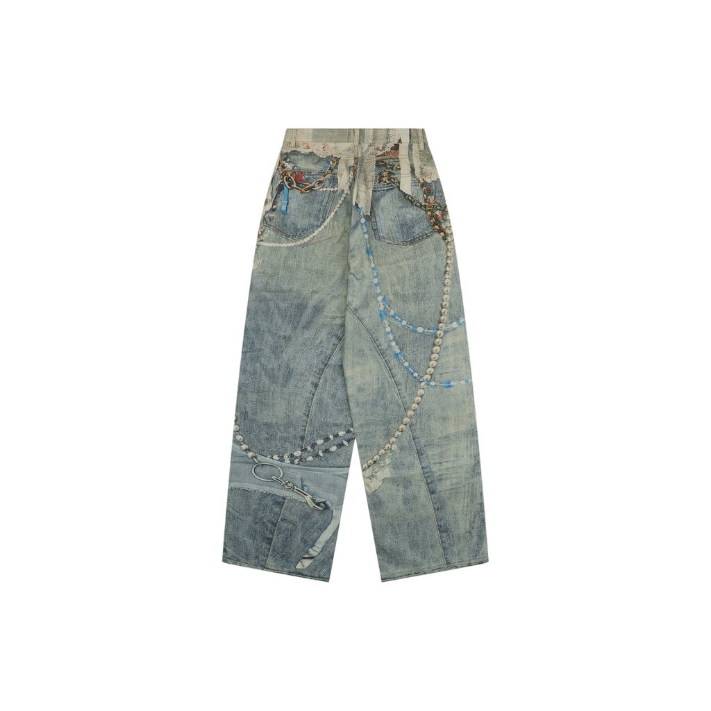 Acne Studios Lace Pearl Print Wide-Leg Jeans