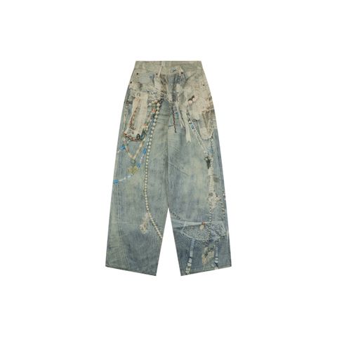Acne Studios Lace Pearl Print Wide-Leg Jeans