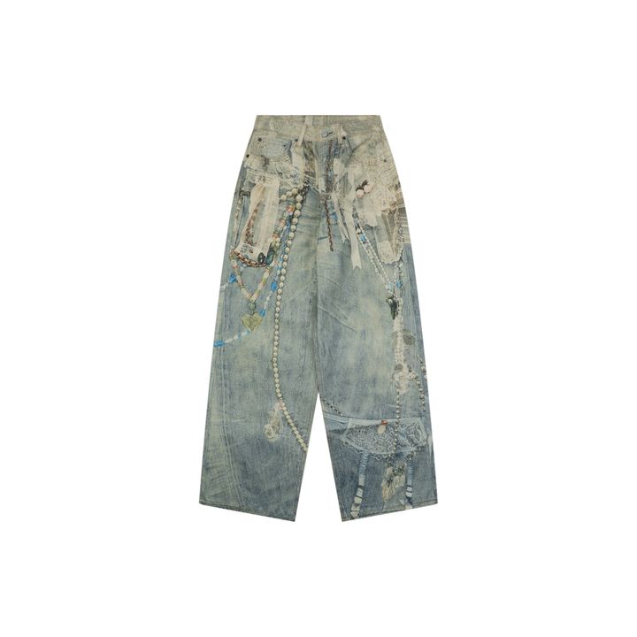 Acne Studios Lace Pearl Print Wide-Leg Jeans