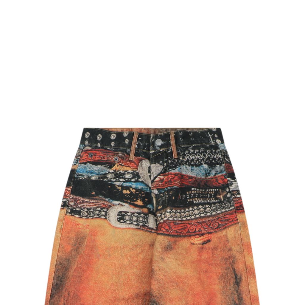 Acne Studios Low-Rise Multi-Belt Printed Jeans