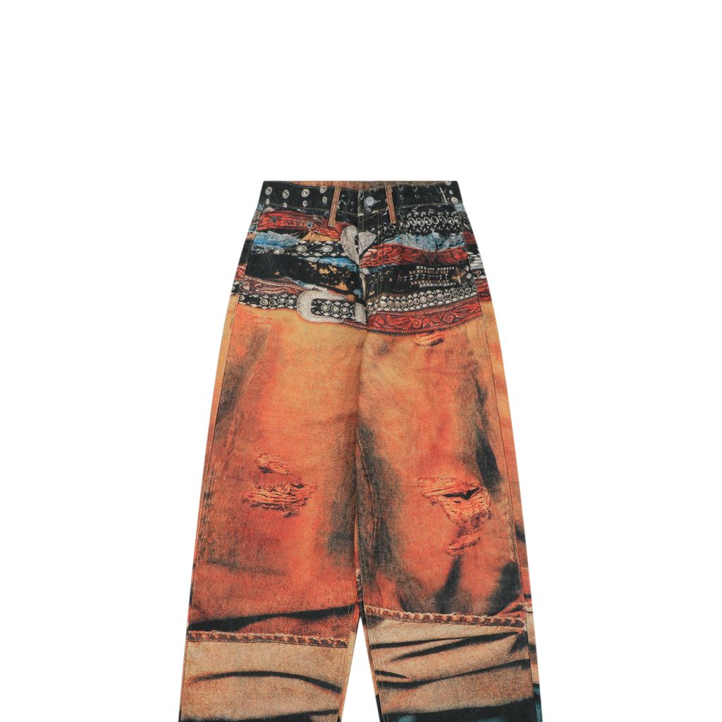 Acne Studios Low-Rise Multi-Belt Printed Jeans