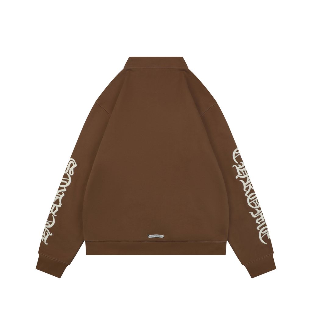 Chrome Hearts Sleeve Sanskrit Embroidered Half-Zip Sweatshirt