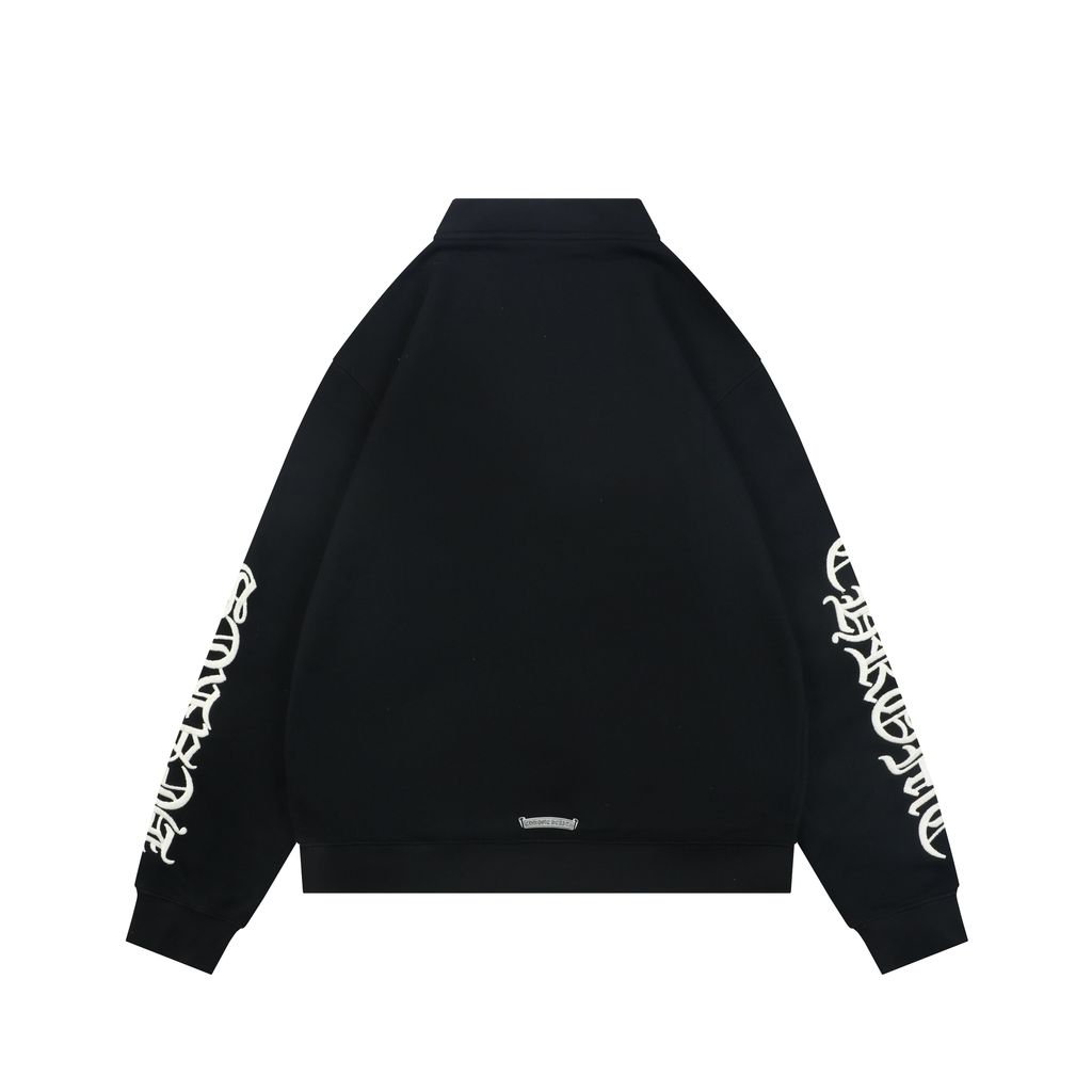 Chrome Hearts Sleeve Sanskrit Embroidered Half-Zip Sweatshirt
