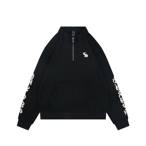 Chrome Hearts Sleeve Sanskrit Embroidered Half-Zip Sweatshirt