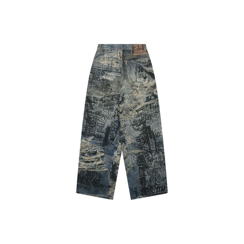 Acne Studios Ripped Trompe-L’Oeil Wide-Leg Jeans