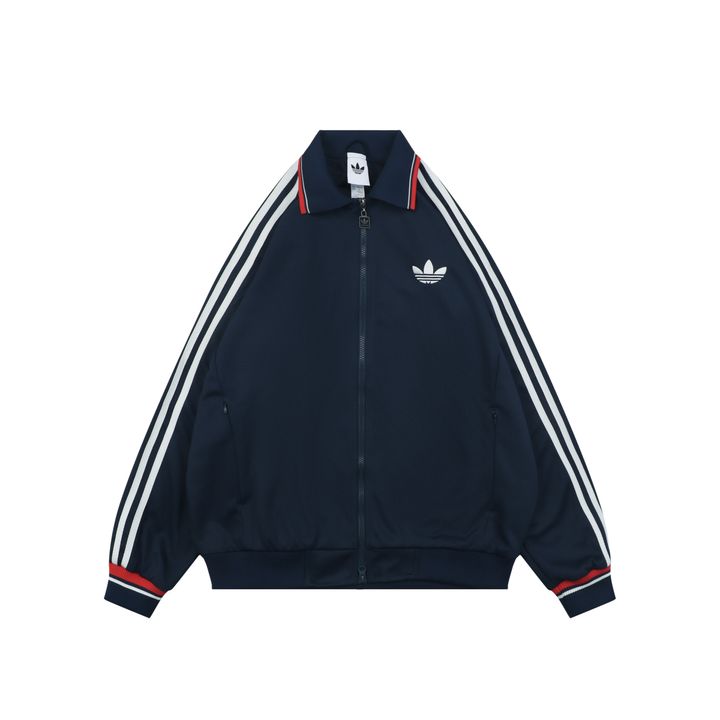 Adidas Trefoil Navy Brown Color-Block Track Jacket