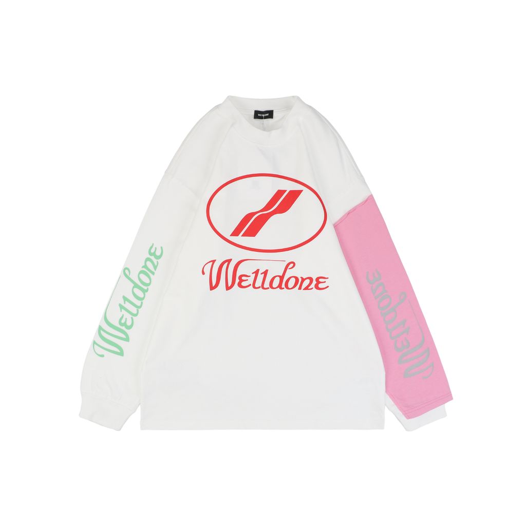 WE11DONE Contrast Sleeve Color-Block Long Sleeve T-Shirt