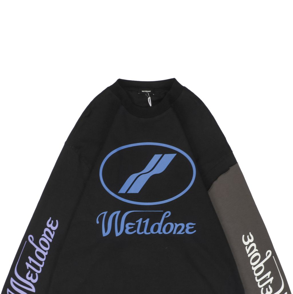 WE11DONE 80s Retro Graphic Layered Long Sleeve Tee