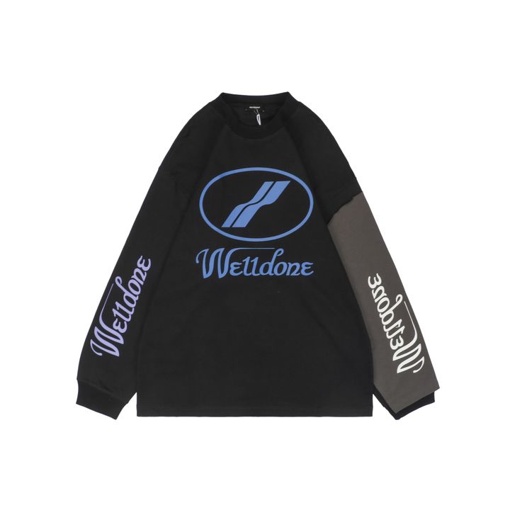 WE11DONE Contrast Sleeve Color-Block Long Sleeve T-Shirt
