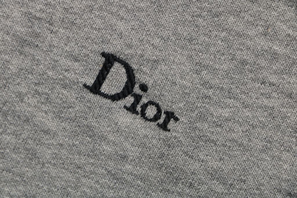 Dior Grey Black 3D Logo Cotton Blend Sweatshirt