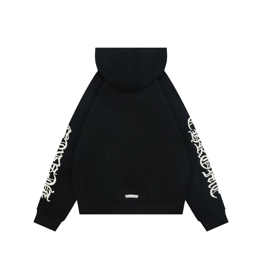 Chrome Hearts Sleeve Sanskrit Embroidered Zip Hoodie