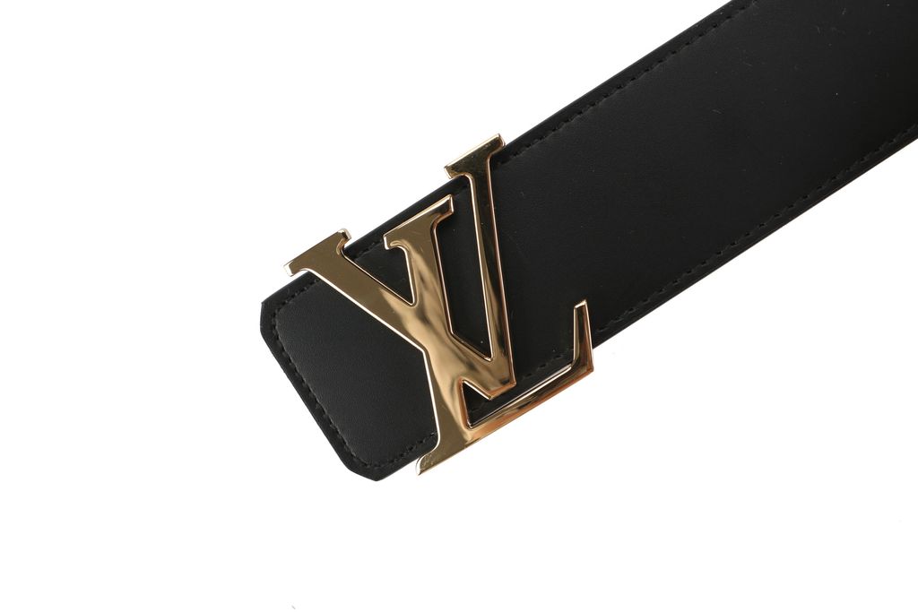 Louis Vuitton Monogram Leather Gold Buckle Belt
