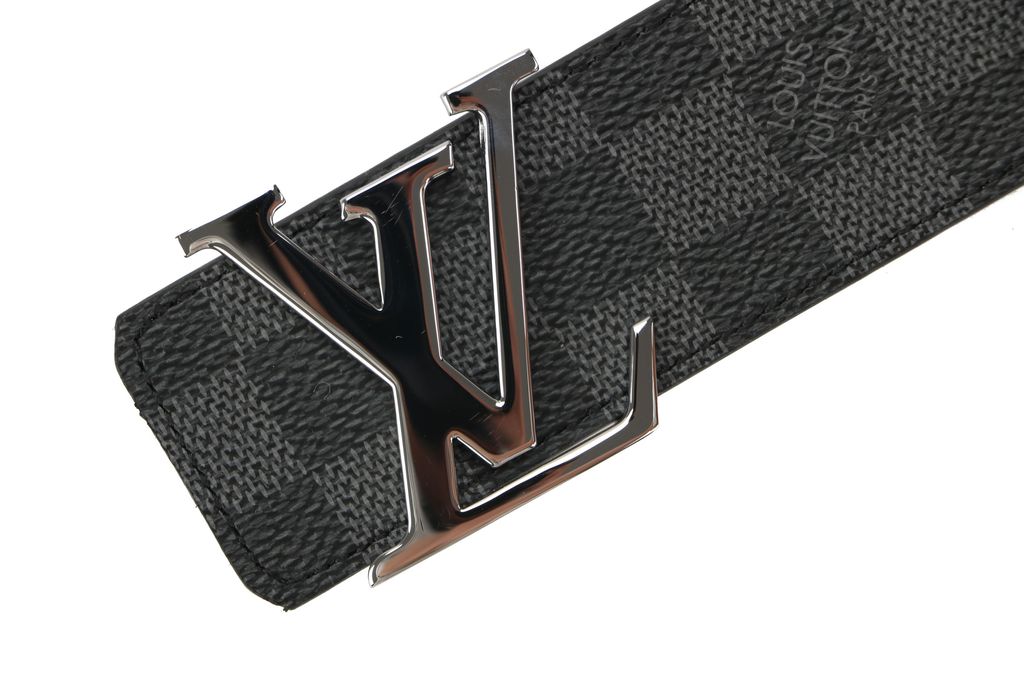 Louis Vuitton Checkered Leather Silver Buckle Belt