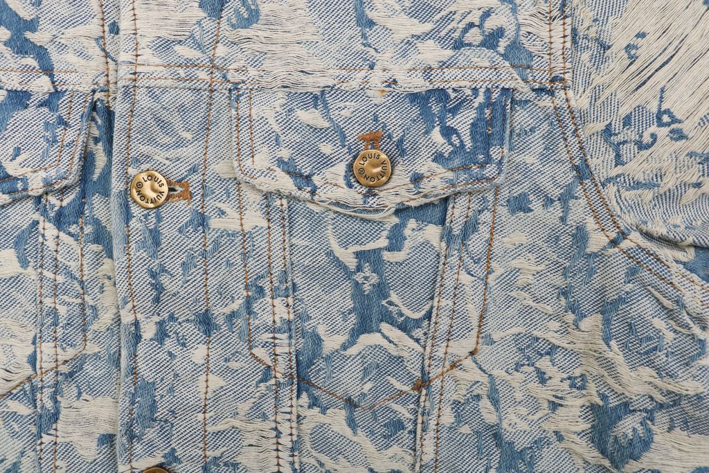 Louis Vuitton Distressed Monogram Sashiko Denim Jacket