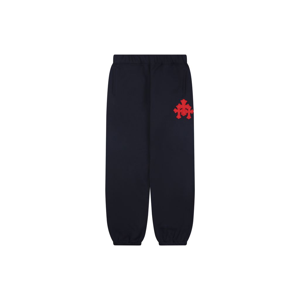 Chrome Hearts Triple Cross Leather Patch Sweatpants Navy