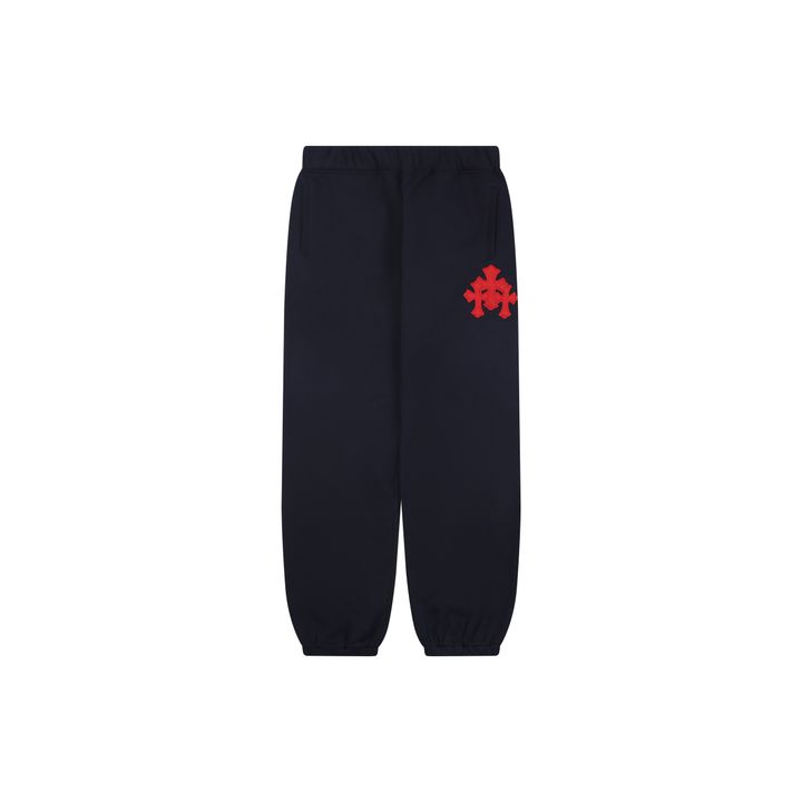 Chrome Hearts Triple Cross Leather Patch Sweatpants Navy