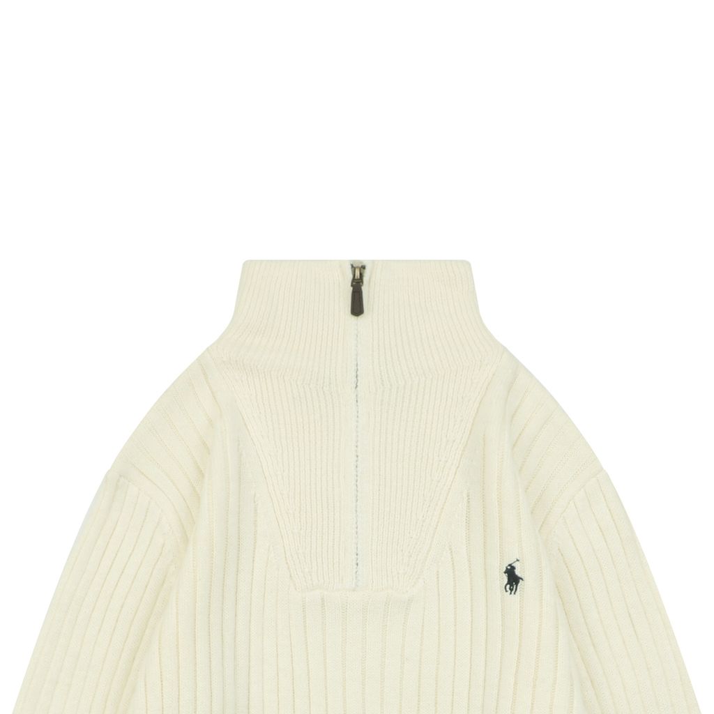 Ralph Lauren Wool Blend Mock Neck Quarter-Zip Knit