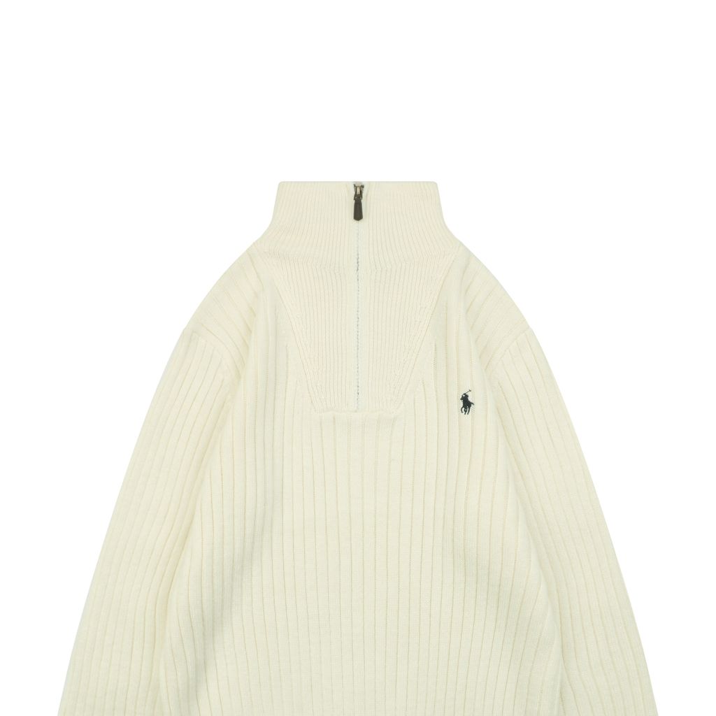 Ralph Lauren Wool Blend Mock Neck Quarter-Zip Knit