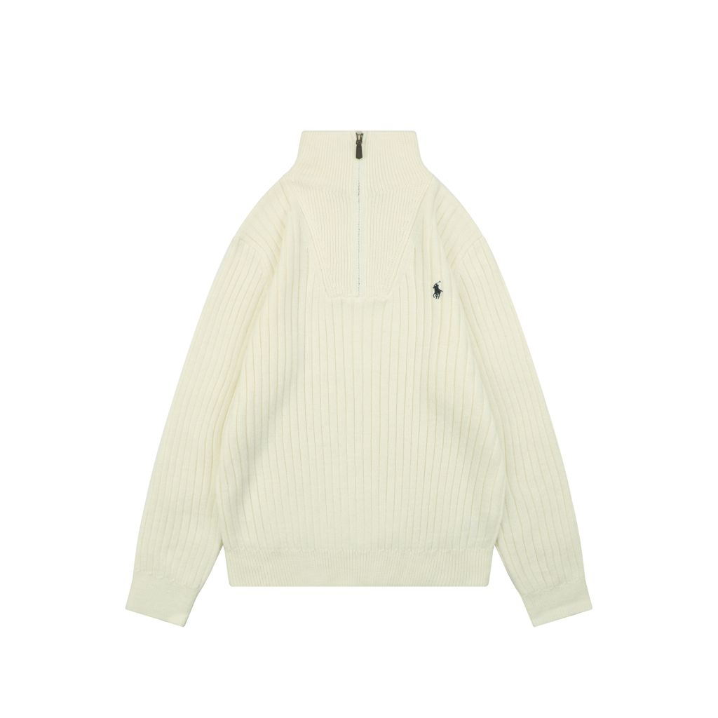 Ralph Lauren Pony Embroidered Ribbed Half-Zip Sweater