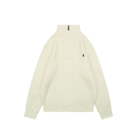 Ralph Lauren Pony Embroidered Ribbed Half-Zip Sweater