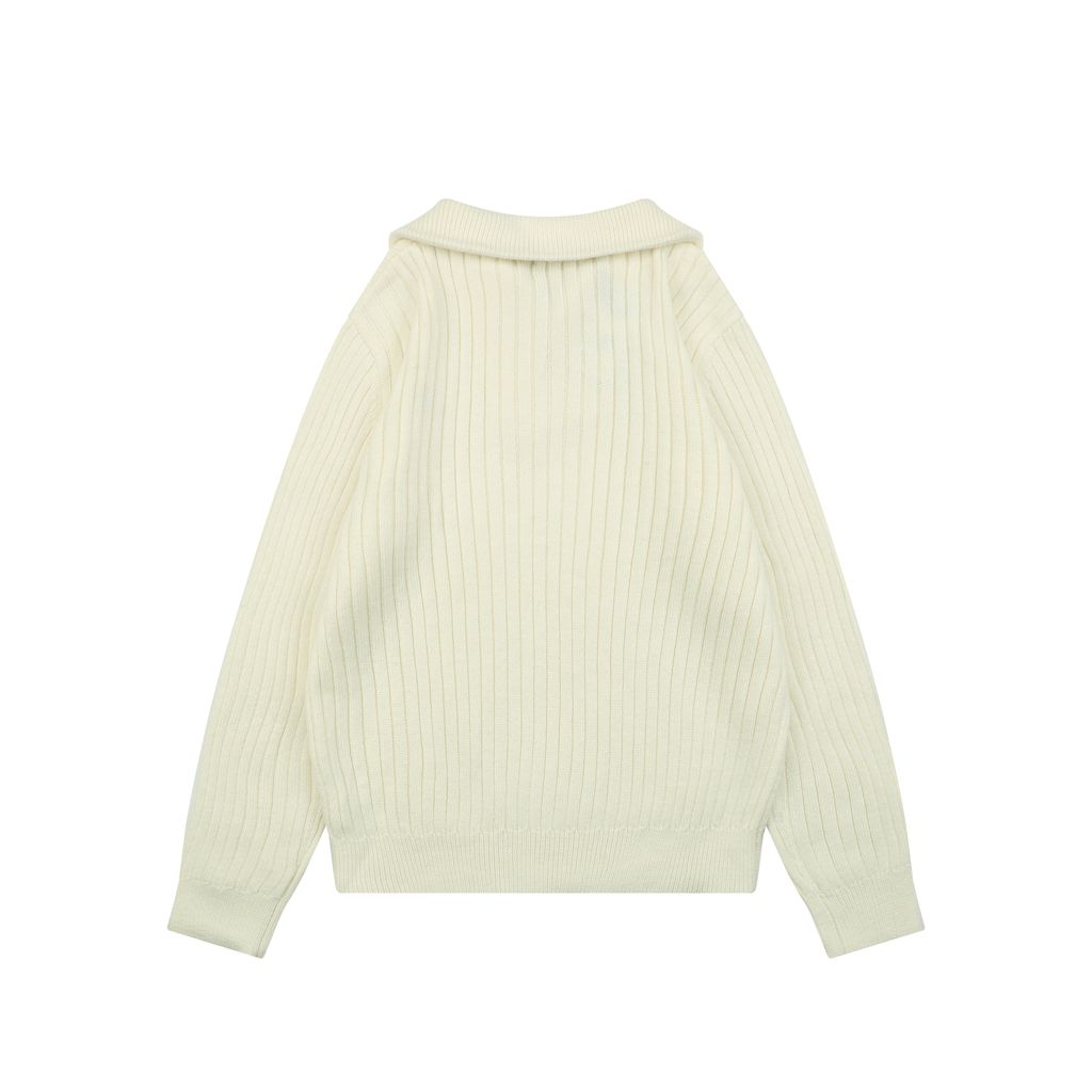 Ralph Lauren Pony Embroidered Ribbed Half-Zip Sweater