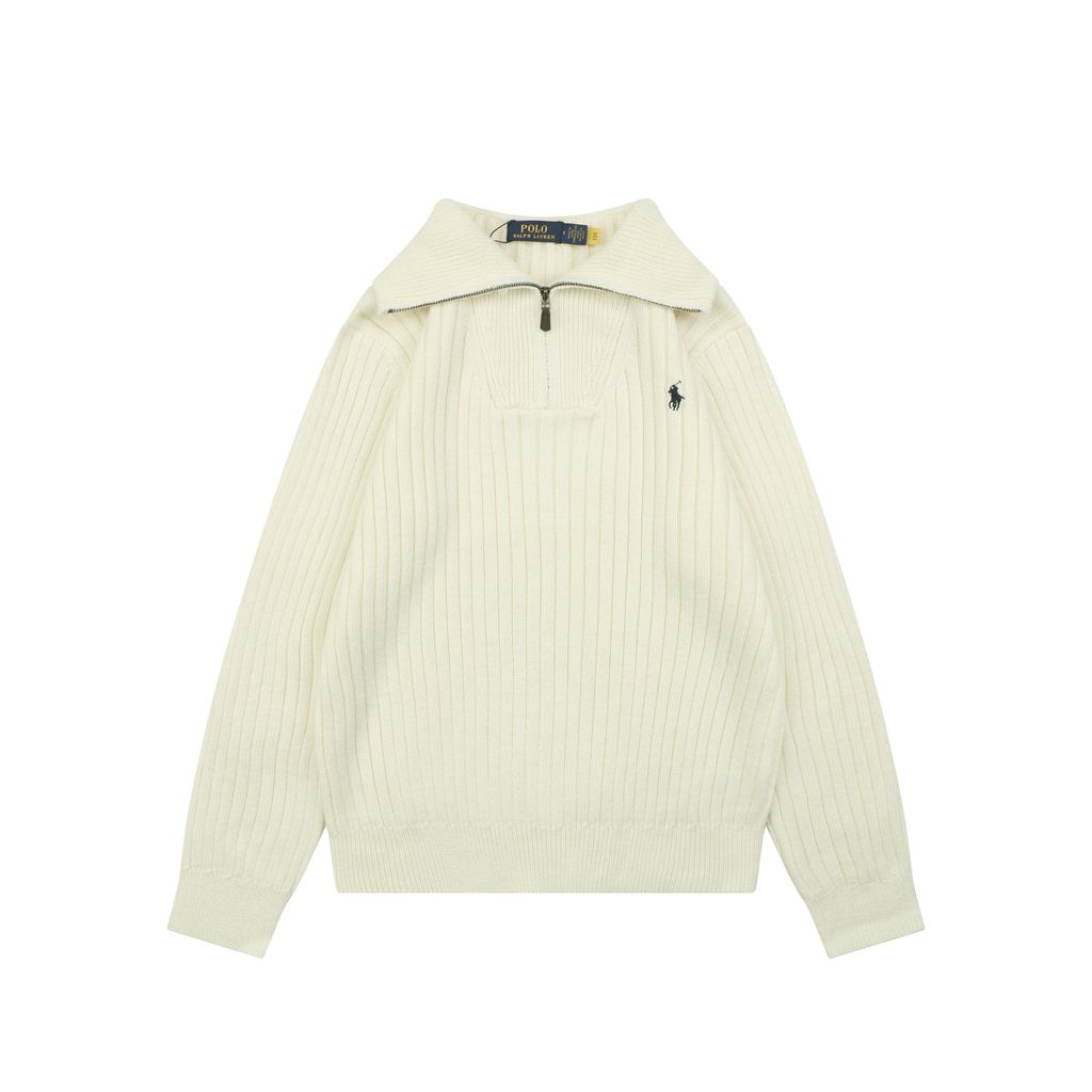Ralph Lauren Pony Embroidered Ribbed Half-Zip Sweater